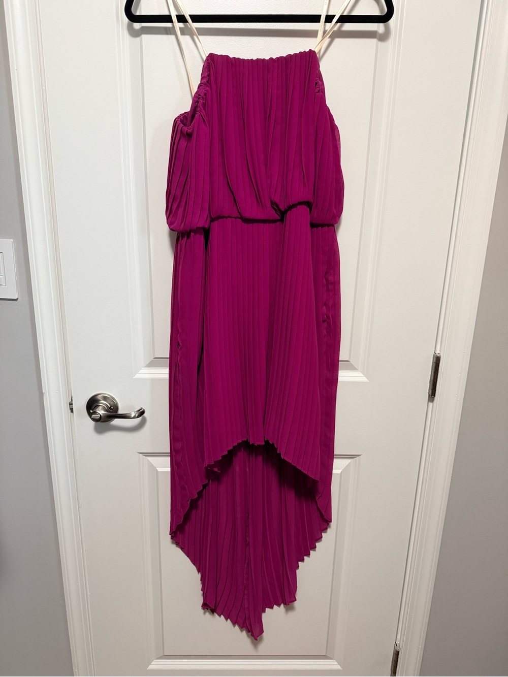 BCBGeneration Berry Pleated Strapless Dress